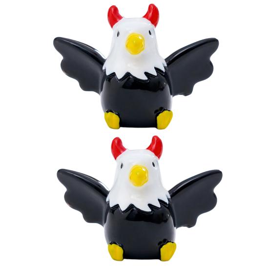 2 Pcs Mini Resin Bald Patriotic Bird Statue Eagle Figurines Miniature Tiny American Bald Eagle Figures D
