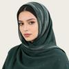 Women Chiffon Long Scarf Rhinestone Decor Solid Color Ethnic Style Pearl Chiffon Shawl Headscarf Versatile Hijab