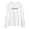 T-shirt ample à manches longues en pur coton pour femme - Nouveau pour Printemps/Automne 2024, Design amincissant couvrant le ventre