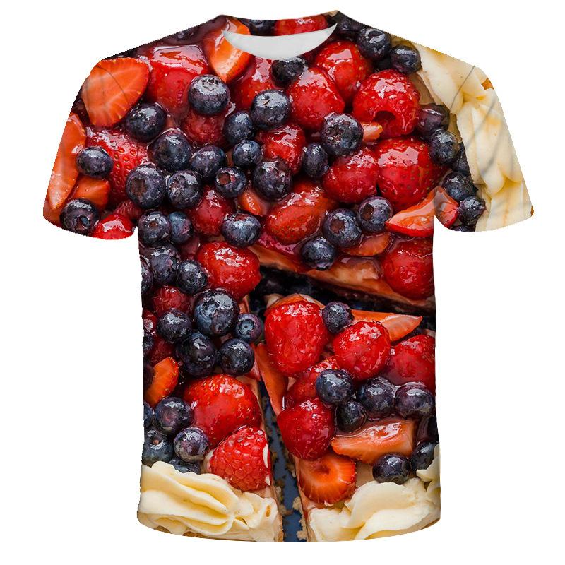 Strawberry Orange Fruit Pattern T-Shirt For Men Cake Dessert 3D Printed