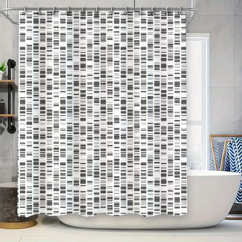 

Modern Farmhouse Shower Curtain Grey White Geometric Pattern Bathroom Decor Waterproof Fabric Liner Set W60H190(CM)-1 Pcs