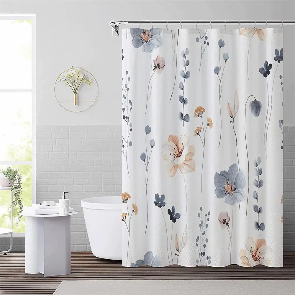 SHU1 3D Printed Tropical Jungle Plants Design Bath Curtain Polyester Waterproof Shower Curtain, 180x180cm