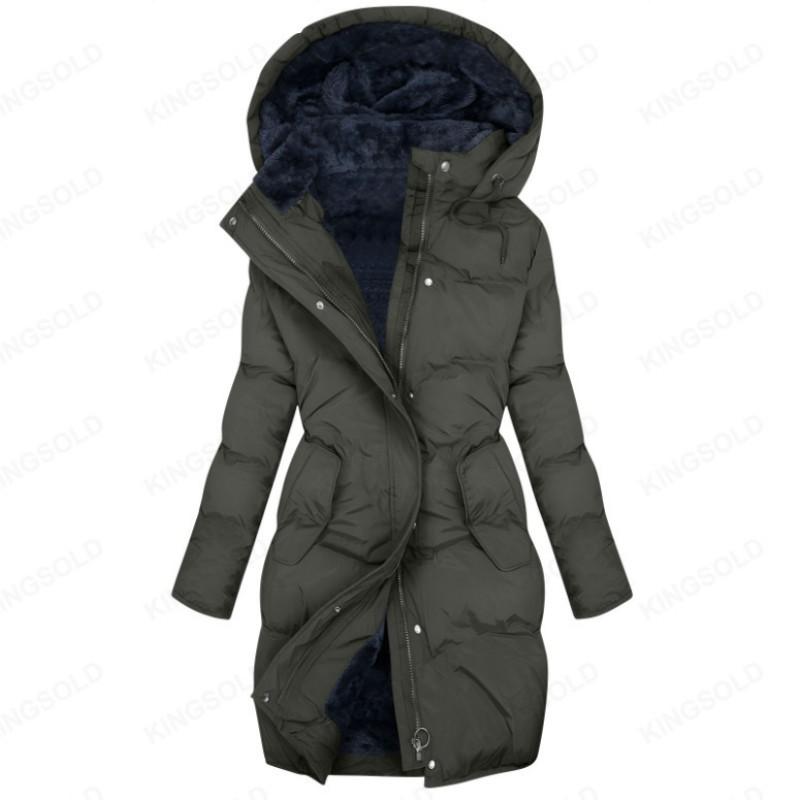 Womens Winter Thick Warm Hooded Cotton Coat With Fleece Lining Streetwear Style Slim Fit Outerwear
