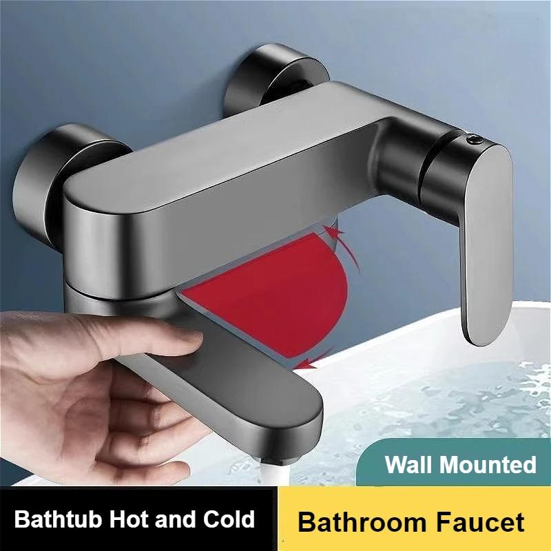 Hot and Cold Mixer Valve Bathtub Faucet Bathroom Faucets Wall Mounted Shower Faucet Brass Bathroom Decor Spout Bath Tap