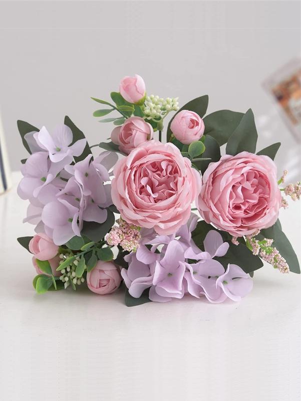 1PC Artificial Flowers Wedding Table Home Bedroom Decorations Bridal Bouquet Garden Fake Silk Peony Hydrangeas Vases Outdoor Diy