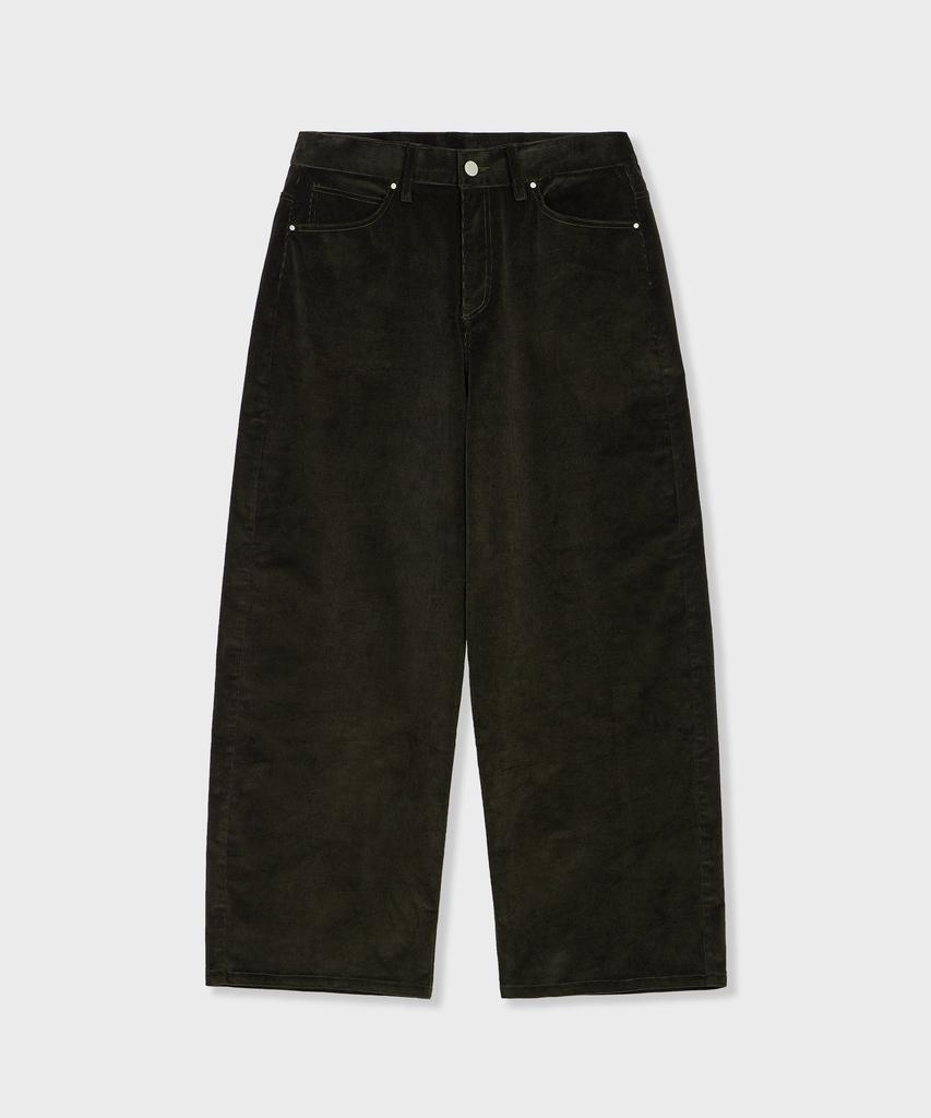 GLW Velvet Corduroy Curved Pants Khaki