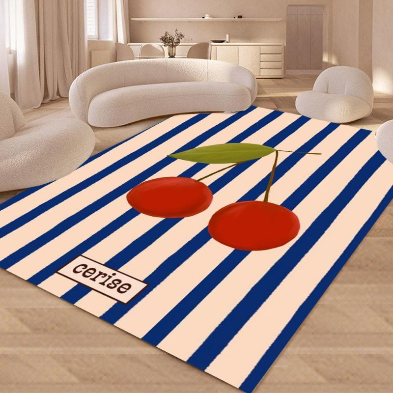 Fruit Plaid Living Room Carpet Striped Floor Mat for Kitchen Dining Room Decor Large Rugs for Children Bedroom Home Decoration