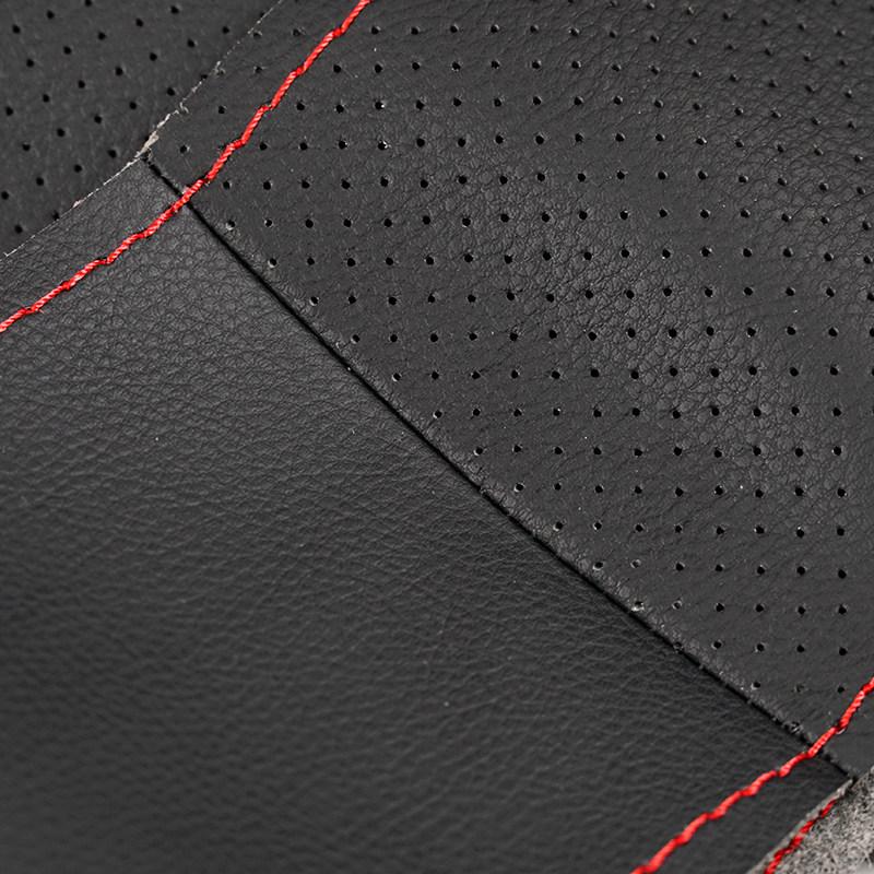 For VW Touareg Phaeton 2002-2010 (4-Spoke) Hand-stitched Perforated Leather Car Steering Wheel Cover Trim Accessories