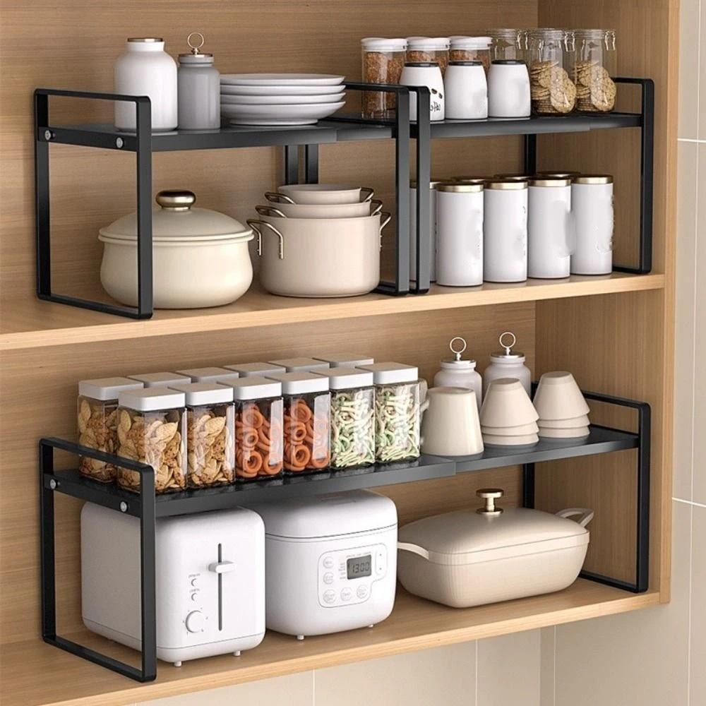 Large Capacity Retractable Storage Rack Double-Layer Cabinet Partition Shelf  Windowsill