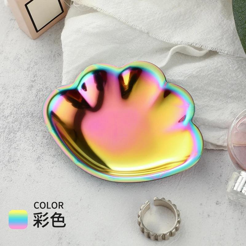 Beautiful Plating Metal Plates Stainless Steel Seashell Shape Small Decorative Tray Woman's Jewelry Organizer
