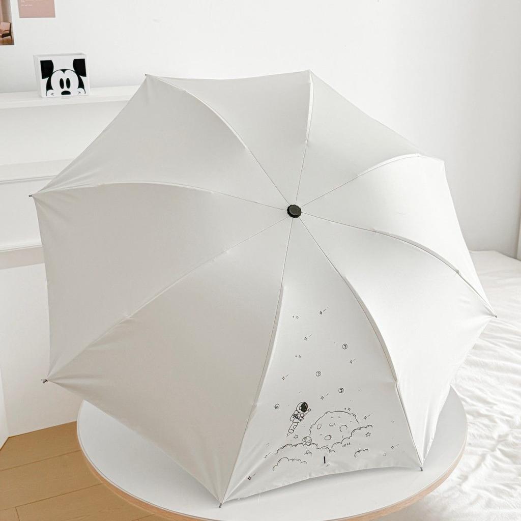 Stylish Fully Automatic Umbrella: Dual-Purpose Folding Black Vinyl Sun Umbrella with UV Protection