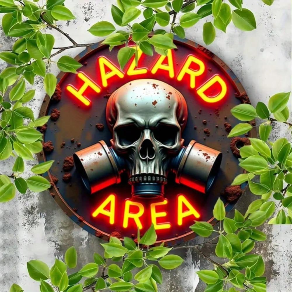 Vintage Metal Tin Sign Wall Decor Retro Neon Skull Hazard Warning Art
