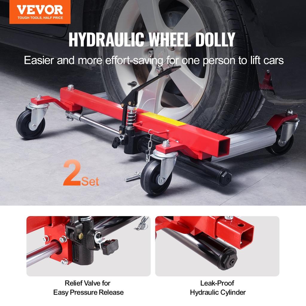 Wheel Dolly Heavy Duty Vehicle Positioning Tire Car Lifter 1500Lbs 2 Pack