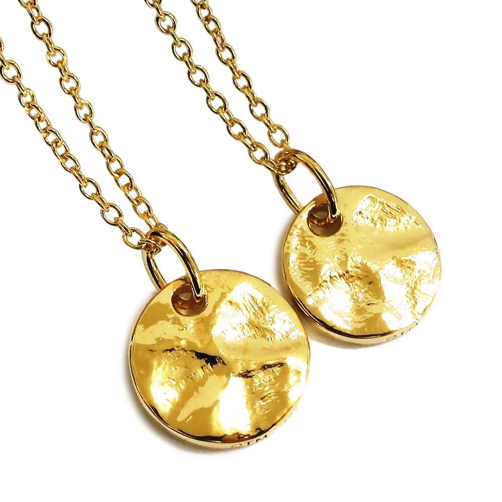 

to Pair necklace with teddy circle coin K23 gold 925 and pair accessories not possible [Close Me] bear, pendant, plating, silver, men s women s set, золотой