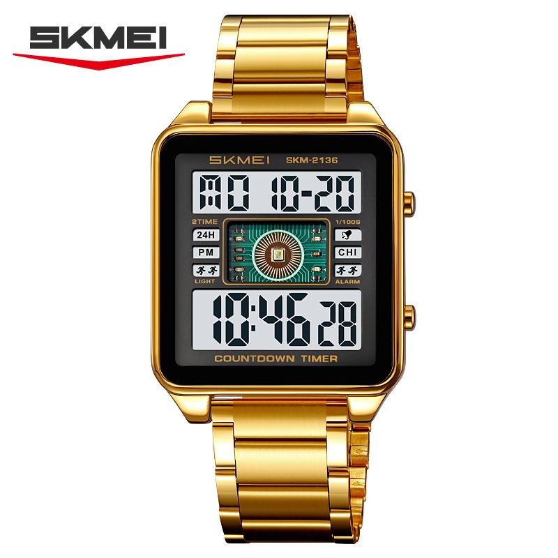 Dual-time multi-function electronic watch Men's square steel belt electronic watch Watch