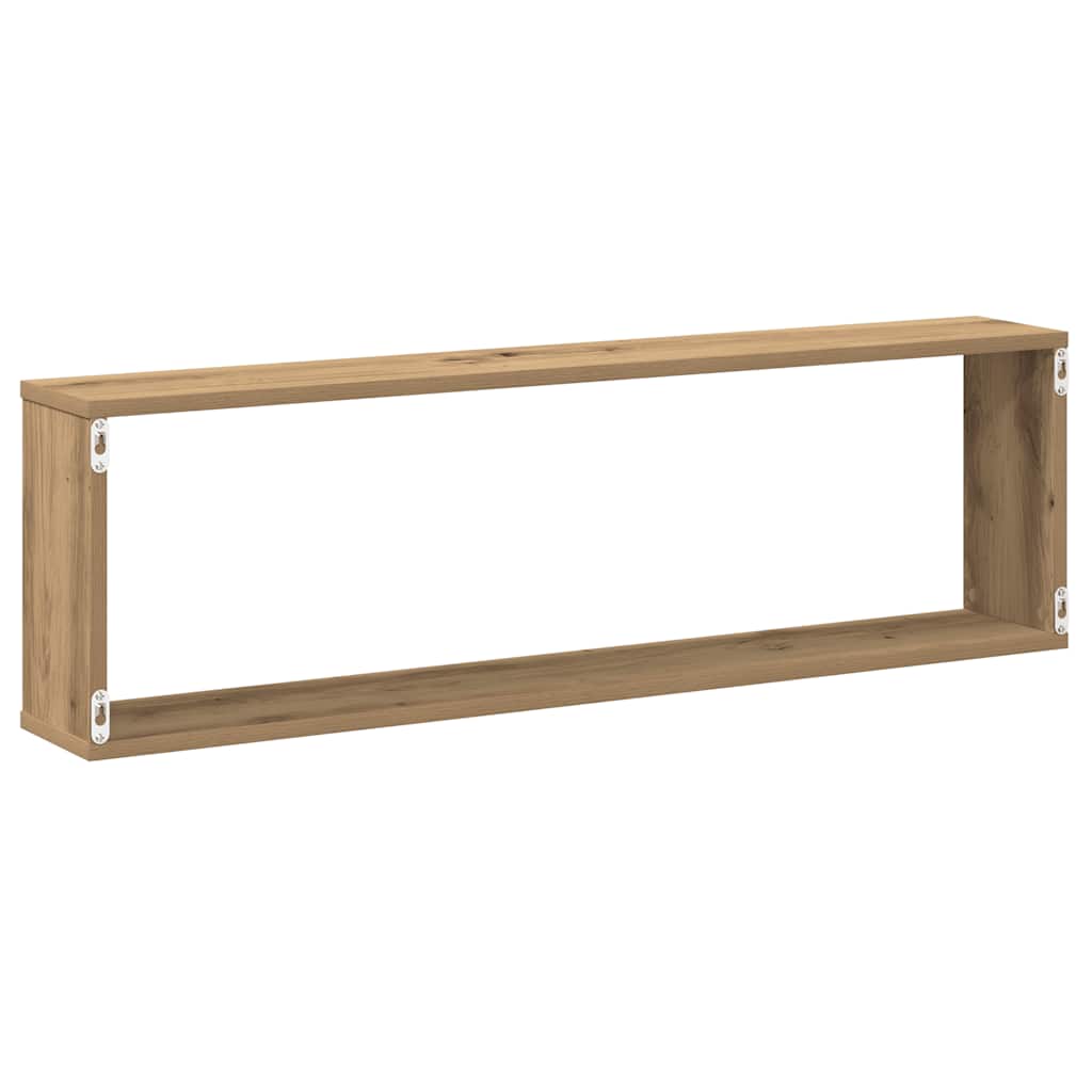 Cube Wall Shelves 2 pcs Artisan Oak Finish 100 x 15 x 30 cm Engineered Wood