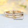Fashion White Cubic Zirconia Double Layer Rings for Women Girls Vintage Golden Wedding Bands Wedding Jewelry