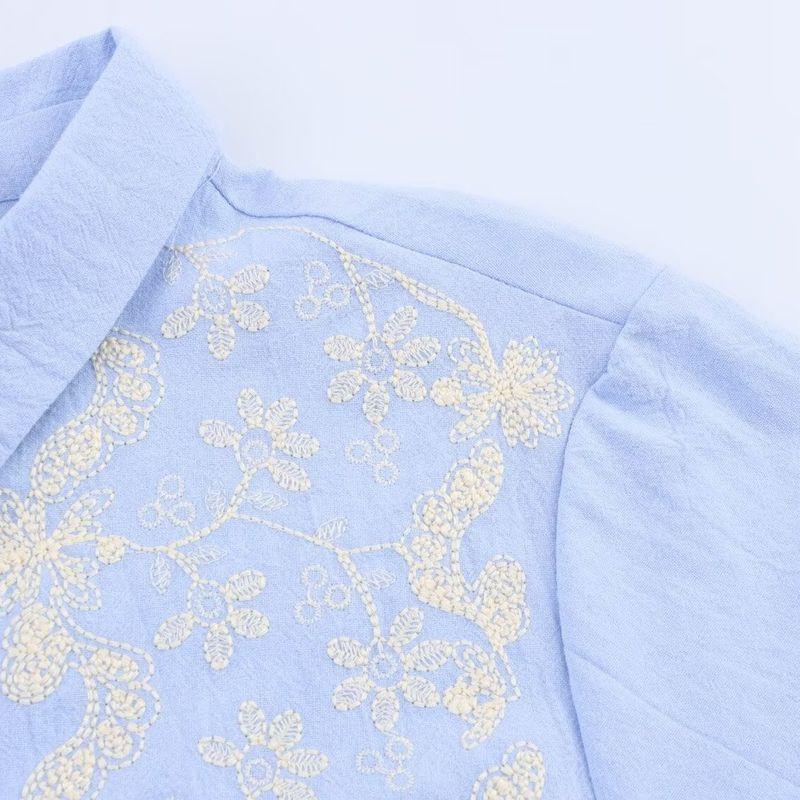 Jnleaog Autumn New Women's Clothing Fashion Style French Minority Design Embroider Short Shirt 3564074