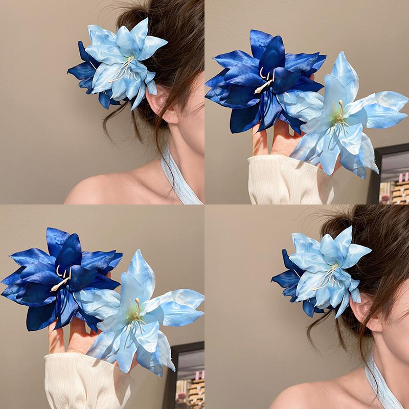 1PC Retro Lily Flower Hairpin Valentine Headwear Girl Aesthetic Side Clip Hair Accessories Artificial Floral Hair Clip Festival Gift