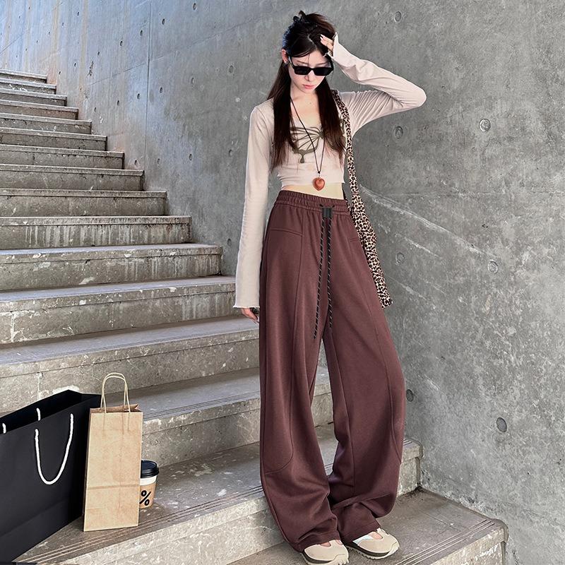 Sports and Leisure Banana Pants Women's Autumn New Elastic Waist Thin Loose Wide-leg Pants Versatile Straight Mopping Pants