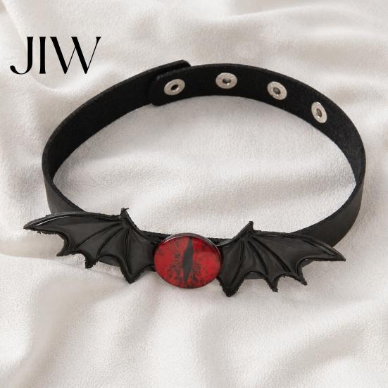 Protection Amulet Jewelry Gothic Bat Leather Choker Necklace, Devil Eyes Collar Necklace for Women Style Men, Adjustable Wing Clavicle Halloween Party