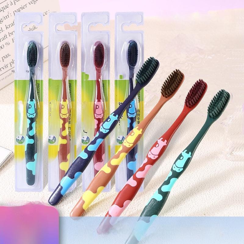 20/30Pcs Random Color High-End Individually Packaged High-Density Bristle Toothbrushes for Adults, Home Use, Hotel Use, Volcanic Carbon Fi