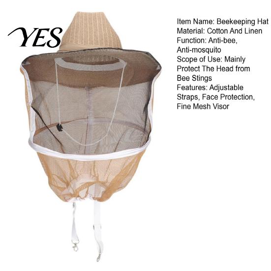 Adjustable Beekeeping Hat with Veil, Straps Wide Brim Full Mesh Visor Apiary And Veil Protection Bee for Face Neck Protection, Comfortable Fit