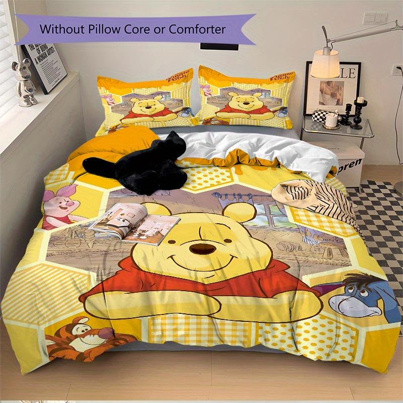 3pcs Pooh Honey 1 Cover+2 Pillowcases, Pillow Inserts Not Included, Machine Washable, All-Season Use, Teen and Adult Rooms135