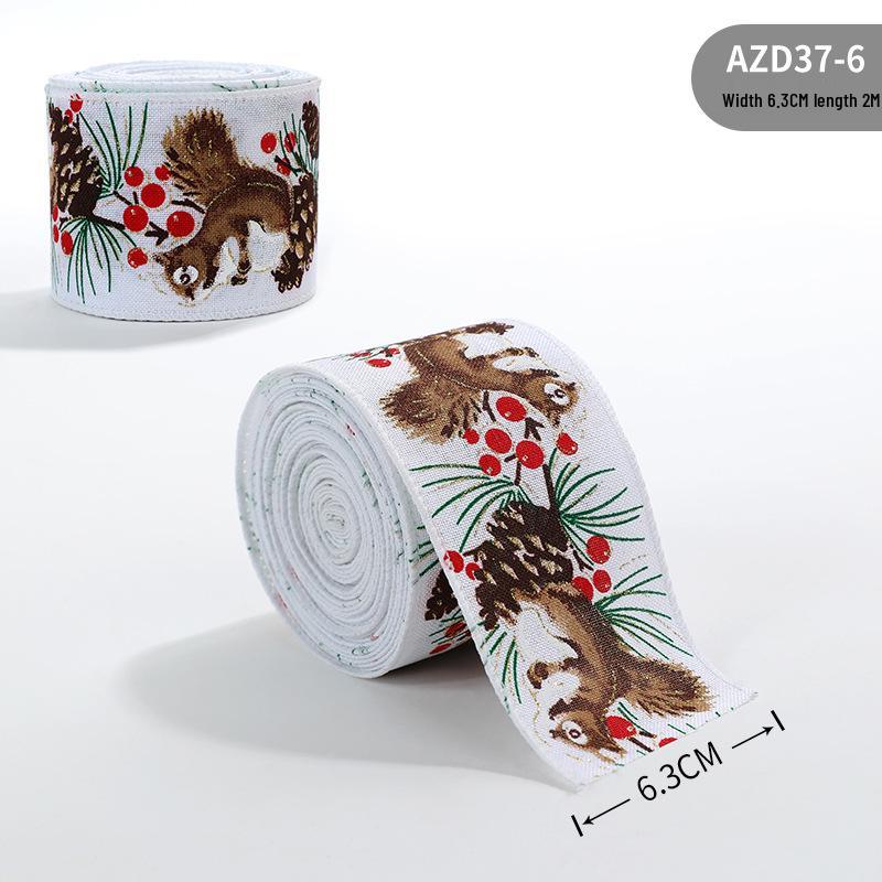 New Style Burlap Christmas Ribbon with Gingerbread Man & Pinecone Design - Handmade Wire-Edged Bow