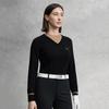 FILA Golf Series Fashion Simple Personality Casual Sports Pullover Long Sleeve Knitted Sweater Women sweater Deep-Black A11W545412FBK