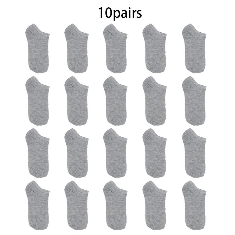 

New 10 Pairs Summer Men s Boat Socks Black White Solid Gray Absorption Women Anti-Odor Breathable Low Cut Sports Socks 10pair сірий колір