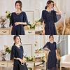 DEEPEYES Lace Formal Short Party Perfect for and Special Plus Size Midi-Length Dress, Sleeves, Dress, Weddings, Receptions, Occasions, (L, Navy)