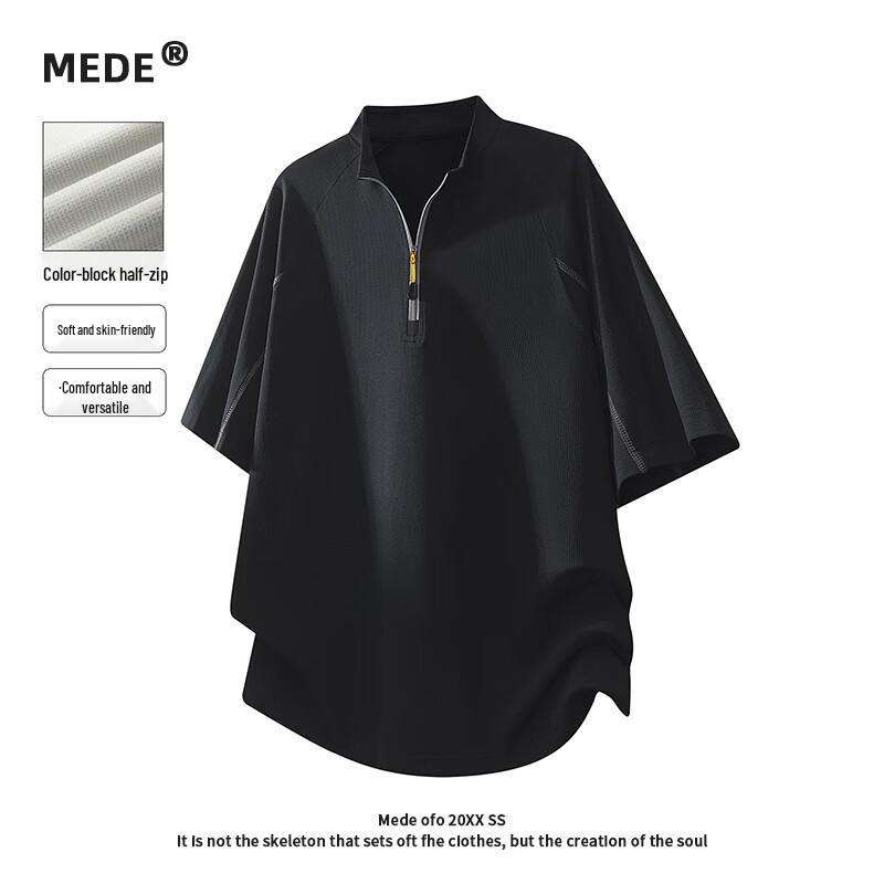 

MEDE Men s Textured Half-Zip Short-Sleeve T-Shirt M