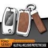 Metalowe Skórzane Etui na Kluczyki Samochodowe Do Ford Focus 2 3 Ecosport C-Max S-Max Ka Mondeo Kuga Galaxy Fiesta Brelok Akcesoria