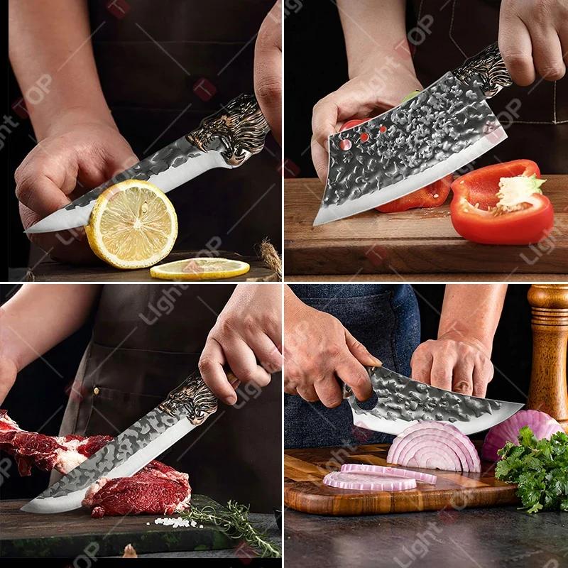 Stainless Steel Kitchen Knife Professional Boning Knife Meat Cleaver Butcher Fruit Knife Utility Cooking Slicing Knife Tool