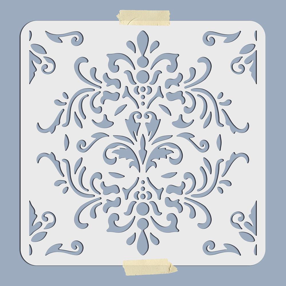 PET Hollow Out Drawing Painting Stencils, for DIY Scrapbook, Photo Album, Floral Pattern, 300x300mm