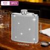 2 Stück 6 oz Diamant Taschenflaschen für Damen Glitzer Edelstahl Auslaufsichere Taschenflasche Bling Tasche Dekorative Flasche für Wodka Whisky