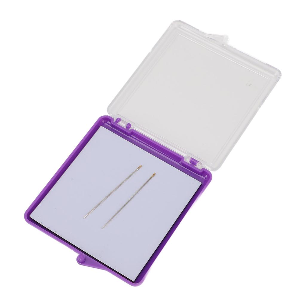 Magnetic Sewing Needle Case Transparent Cover Knitting Pin Plastic Storage Box with 2 Needles