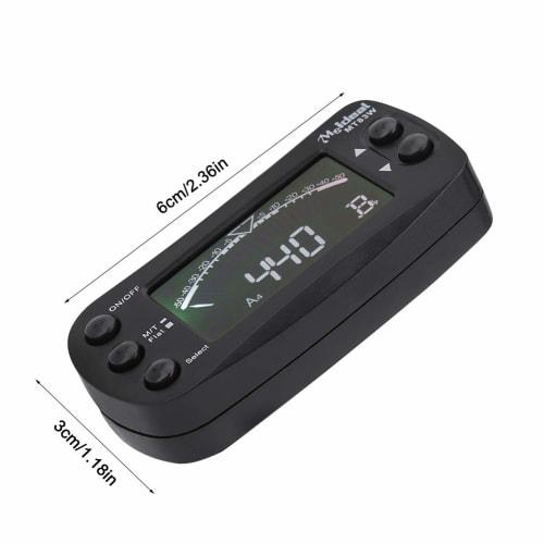 MT83W 2-in-1 Clip-on Guitar Tuner/Metronome with Multifunction LCD Display and 360-Degree Rotation Tuning Meter for Guitars, Bass, Violins, Ukuleles,