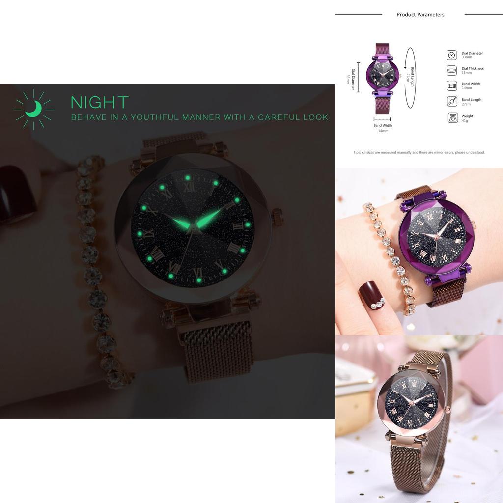 Montre à Quartz Lumineuse Ciel Étoilé pour Femmes Élégantes avec Design Classique à Chiffres Romains