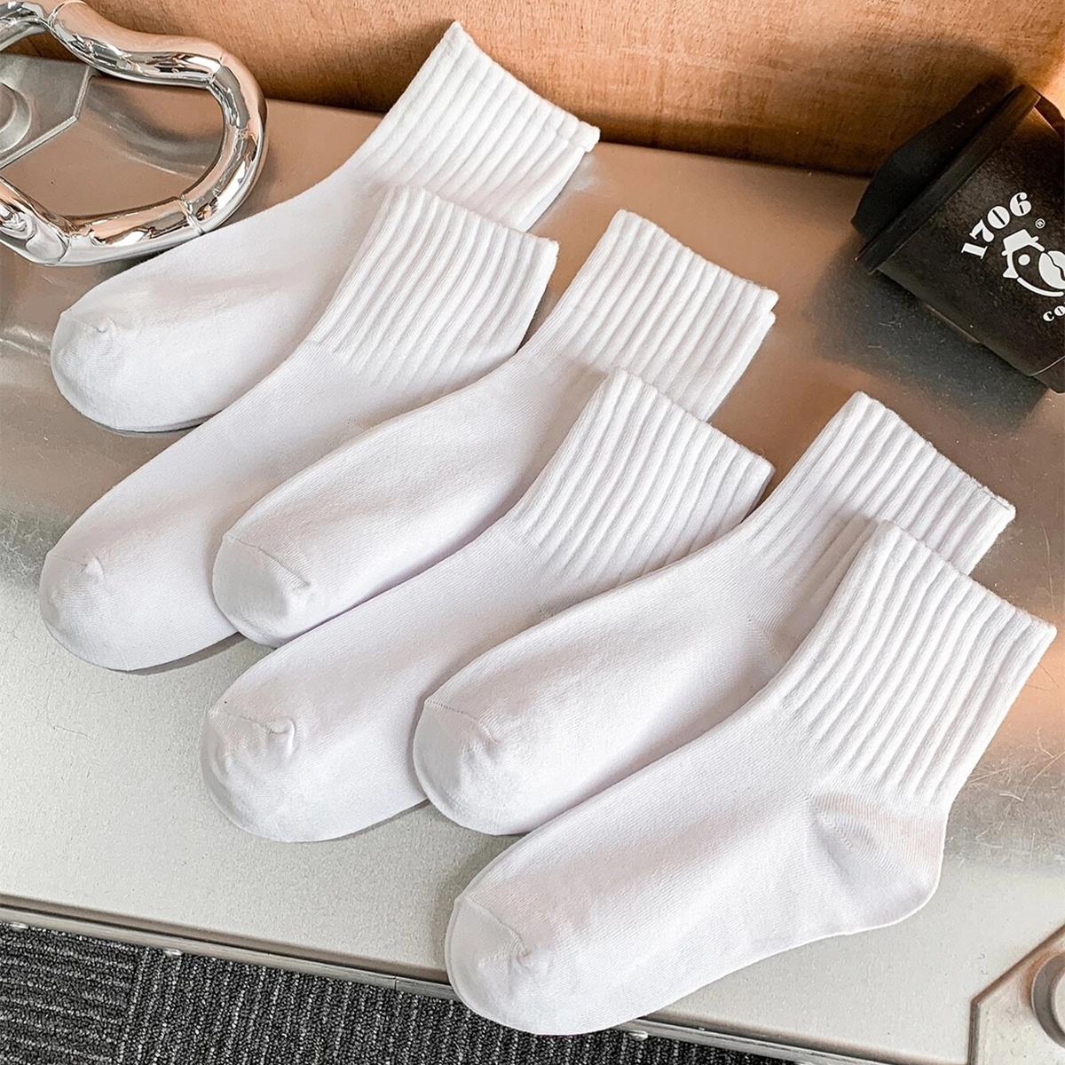 

6Pairs Unisex Casual Socks Solid Fashion Versatile Socks Breathable Comfy Crew Sock Casual Sports Socks For Men Women One Size