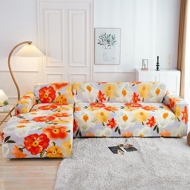 Floral Printed Elastic Sofa Cover for Living Room Chair Cover Protector Purchase Two Separate Covers to Your Whole L-shaped Sofa