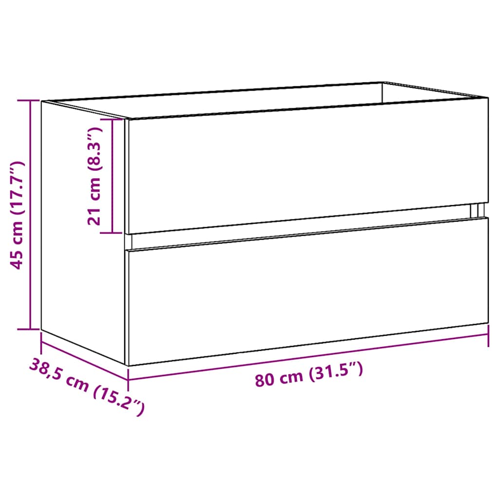 Sink Cabinet Black Oak 80 x 38.5 x 45 cm Engineered Wood