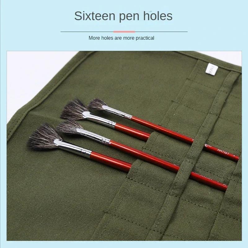 Student Brush Bag Watercolor Draw Pouch for Artist Oil Paint Pen Holder Canvas Pen Cases Brush Curtain