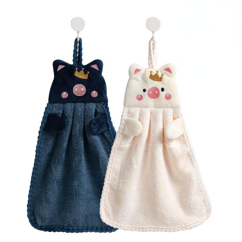 1/2/4ks Prasátko Ručník Domácí Roztomilý Absorpční Kuchyňská Líná Utěrka Dětská Houbička na Mytí Rukou a Nádobí Ručníky