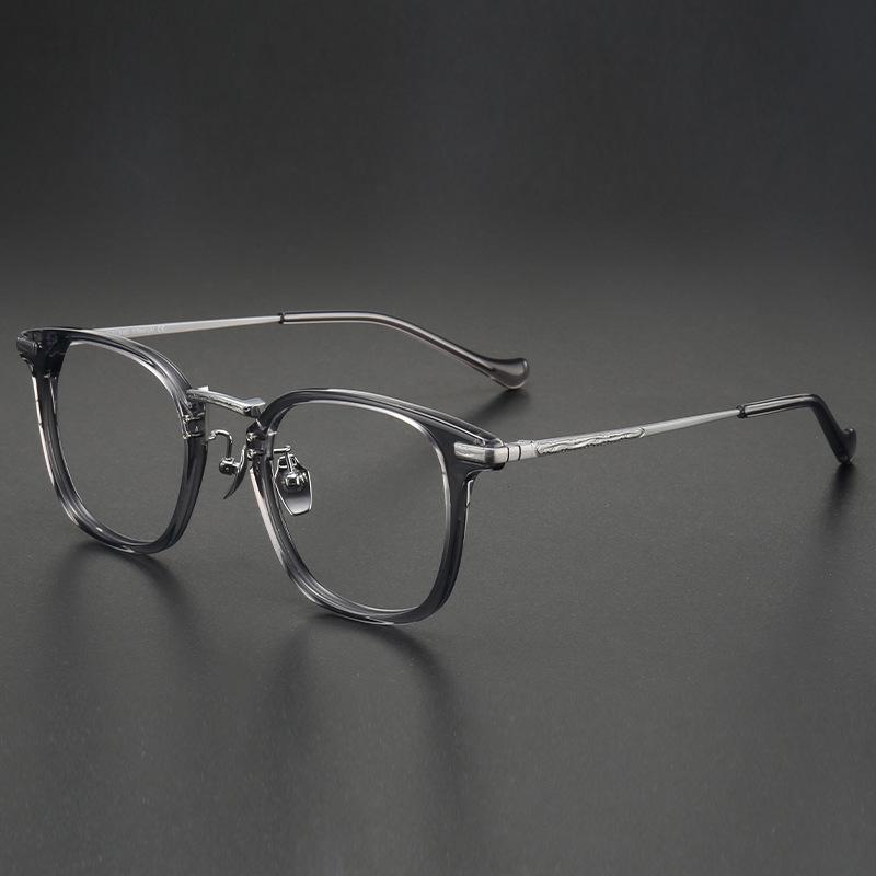 Ultra-Light Retro Black Myopia Glasses with Large Square Wood-Based Frame