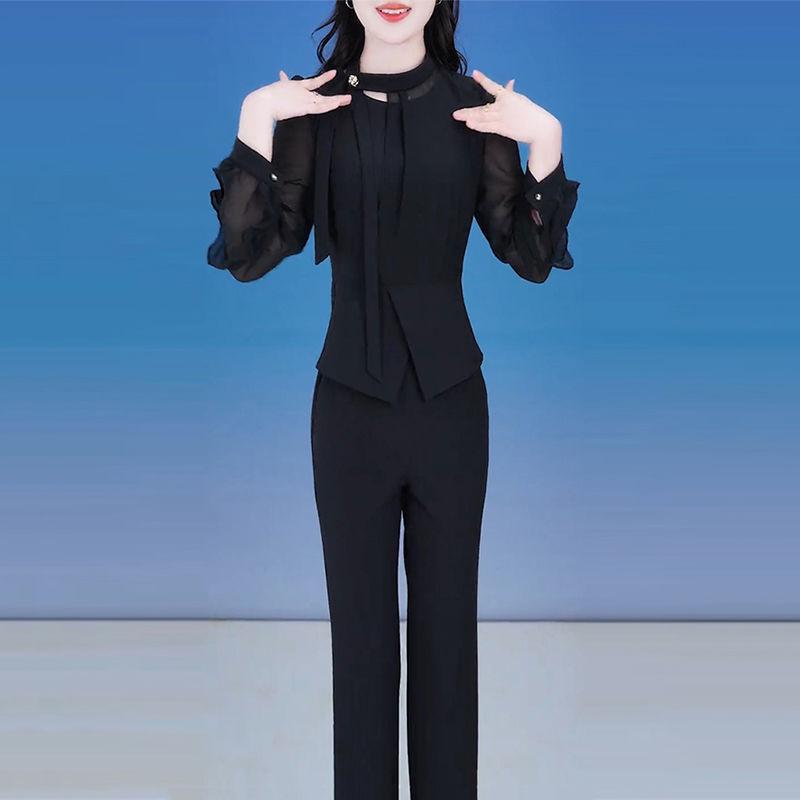 

2025 Spring High-End Chiffon Top & Wide Leg Pants Set 3XL (for 135-145 kg)