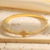 Minimalist gold word full diamond  women's European and American fashion titanium steel four-leaf clover light luxury versatile girlfriend 