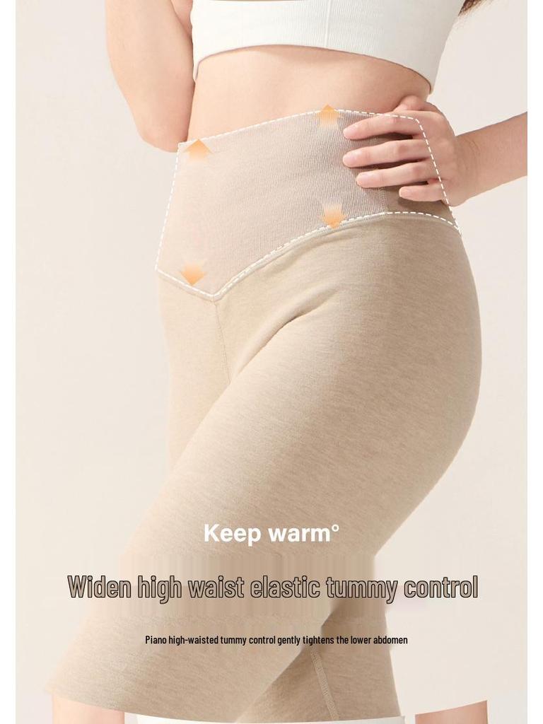 Women's High-Waisted Cashmere Silk Thermal Pants with Antibacterial Fleece Lining