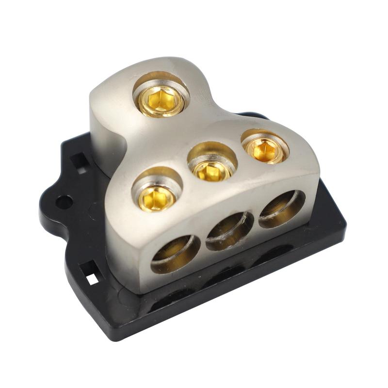 3 Way Amp Distributor Connecting Block 1x 0 Gauge In 3x 4 Gauge Out for Car Audio Amplifier Splitter Replace
